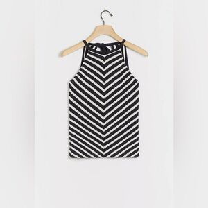 Maeve x Anthropologie Sweater Tie Back‎ Tank Top EUC Navy and White Classic